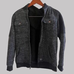 Matix Jacket Adult Large Gray Plush Faux Fur Lined Full Zip Hoodie Mens‎